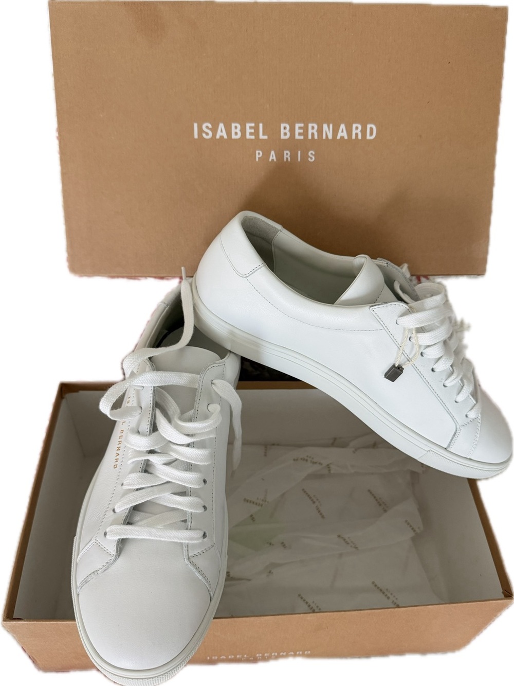 Women's White Leather Low-Top Sneakers